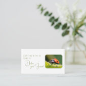 Positief motivatie citaat met weinig ladybug visitekaartje (Staand voorkant)