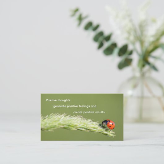 Positief motivatie citaat met weinig ladybug visitekaartje (Staand voorkant)