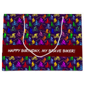 Positief patroon van kleurrijke fietsriders groot cadeauzakje (Voorkant)