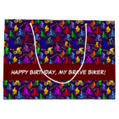 Positief patroon van kleurrijke fietsriders groot cadeauzakje (Achterkant)