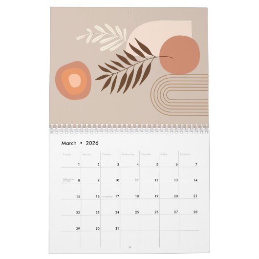 Positief Plant Leaf Boho Sun Arch Kalender (Mar 2026)