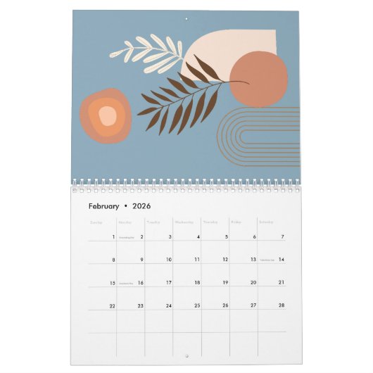 Positief Plant Leaf Boho Sun Arch Kalender (Feb 2026)