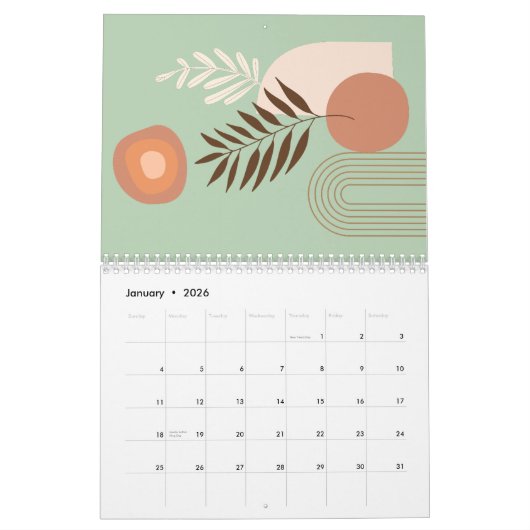 Positief Plant Leaf Boho Sun Arch Kalender (Jan 2026)