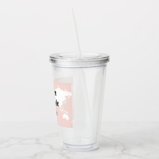 Positief roze laat het avontuur Wereldkaart beginn Acryl Drinkbeker (Links)