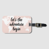 Positief roze laat het avontuur Wereldkaart beginn Bagagelabel (Voorkant (horizontaal))