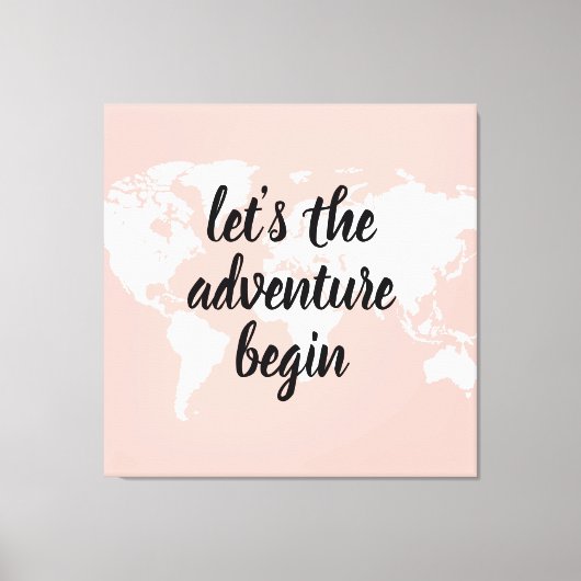 Positief roze laat het avontuur Wereldkaart beginn Canvas Afdruk (Voorkant)