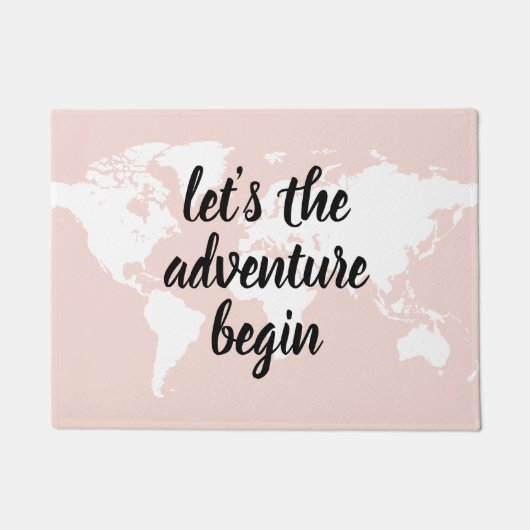 Positief roze laat het avontuur Wereldkaart beginn Deurmat (Voorkant)