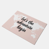 Positief roze laat het avontuur Wereldkaart beginn Deurmat (Schuin)