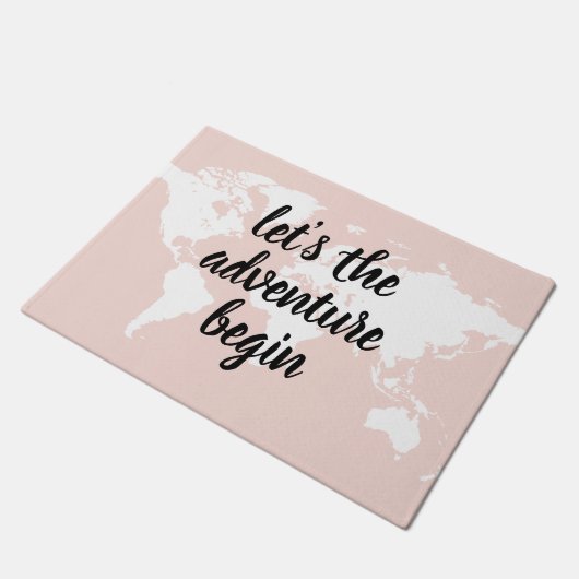 Positief roze laat het avontuur Wereldkaart beginn Deurmat (Schuin)