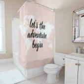 Positief roze laat het avontuur Wereldkaart beginn Douchegordijn (In situ)