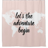 Positief roze laat het avontuur Wereldkaart beginn Douchegordijn (Voorkant)