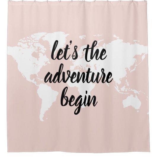 Positief roze laat het avontuur Wereldkaart beginn Douchegordijn (Voorkant)