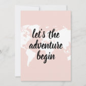 Positief roze laat het avontuur Wereldkaart beginn Feestdagenkaart (Voorkant)