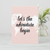 Positief roze laat het avontuur Wereldkaart beginn Feestdagenkaart (Staand voorkant)