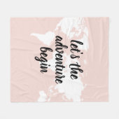 Positief roze laat het avontuur Wereldkaart beginn Fleece Deken (Voorkant (Horizontaal))