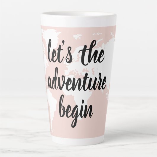 Positief roze laat het avontuur Wereldkaart beginn Latte Mok (Voorkant)