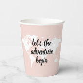 Positief roze laat het avontuur Wereldkaart beginn Papieren Bekers (Achterkant)