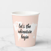 Positief roze laat het avontuur Wereldkaart beginn Papieren Bekers (Voorkant)