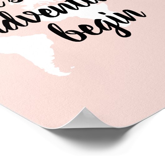 Positief roze laat het avontuur Wereldkaart beginn Poster (Hoek)