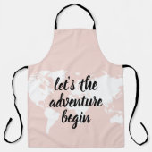 Positief roze laat het avontuur Wereldkaart beginn Schort (Voorkant)