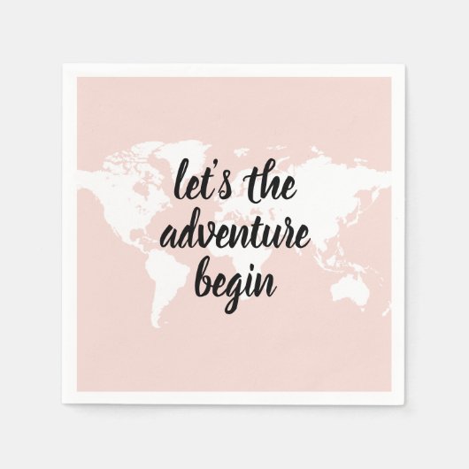 Positief roze laat het avontuur Wereldkaart beginn Servet (Voorkant)