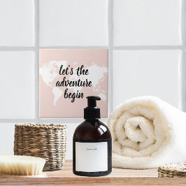 Positief roze laat het avontuur Wereldkaart beginn Tegeltje