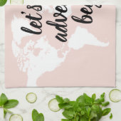 Positief roze laat het avontuur Wereldkaart beginn Theedoek (Gevouwen)