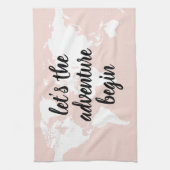 Positief roze laat het avontuur Wereldkaart beginn Theedoek (Verticaal)