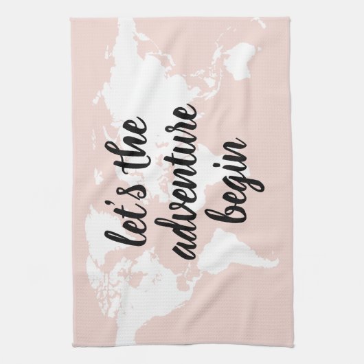 Positief roze laat het avontuur Wereldkaart beginn Theedoek (Verticaal)