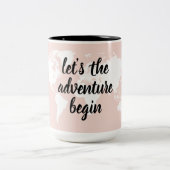 Positief roze laat het avontuur Wereldkaart beginn Tweekleurige Koffiemok (Center)