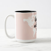 Positief roze laat het avontuur Wereldkaart beginn Tweekleurige Koffiemok (Links)