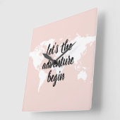 Positief roze laat het avontuur Wereldkaart beginn Vierkante Klok (Hoek)