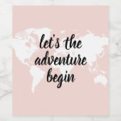 Positief roze laat het avontuur Wereldkaart beginn Wijn Etiket (Enkel label)
