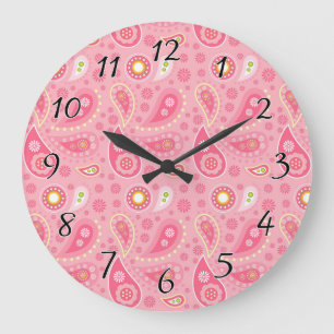 Positief roze paisley grote klok
