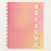 Positief Roze Peach Gradiënt Esthetisch "Geloof" Planner (Voorkant)