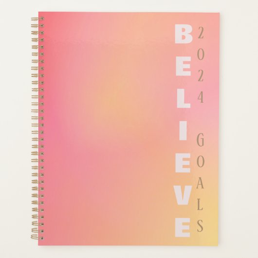 Positief Roze Peach Gradiënt Esthetisch "Geloof" Planner (Voorkant)