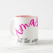 Positief Roze Verbazingwekkend Net zoals je vrouwe Tweekleurige Koffiemok (Voorkant links)