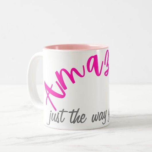 Positief Roze Verbazingwekkend Net zoals je vrouwe Tweekleurige Koffiemok (Voorkant links)