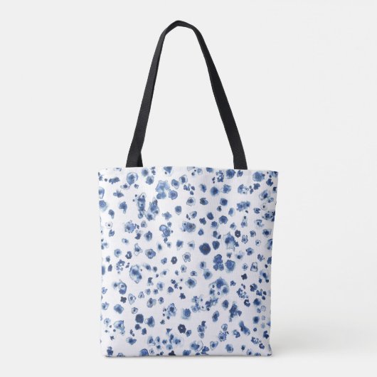 Positief Slogan Blue Floral Pattern Bloom Tote Bag (Achterkant)