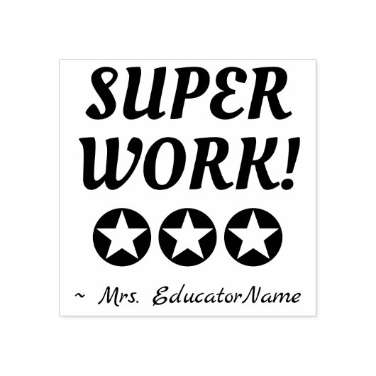 Positief "SUPER WERK!" + Aangepaste Tutor Naam Rubberstempel (Afrduk)