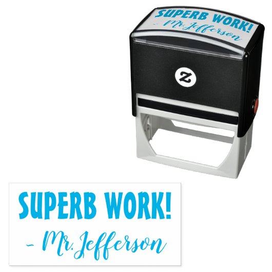 Positief "SUPERB WORK!" + Naam van aangepaste gesp Zelfinktende Stempel (In situ)