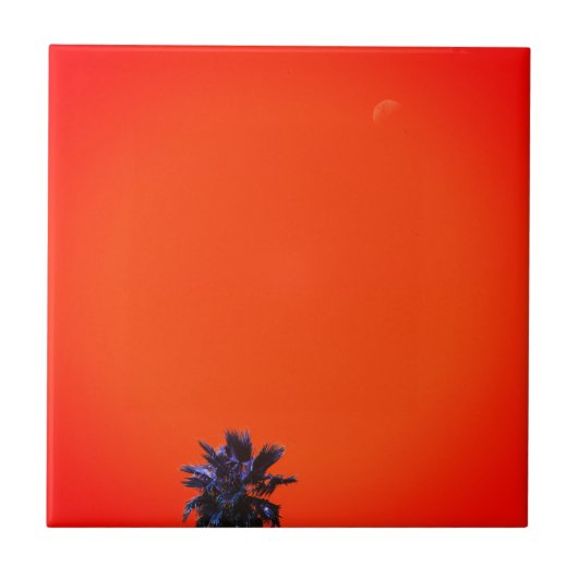 Positief tropisch boompalmmoonminimalisme bij vibe tegeltje (Voorkant)
