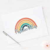 Positief Vibes Retro Vintage Sunset Ovale Sticker (Envelop)