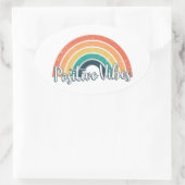 Positief Vibes Retro Vintage Sunset Ovale Sticker (Tas)