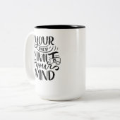 Positief Vibes - Your Only Limit is Your Mind Tweekleurige Koffiemok (Voorkant links)