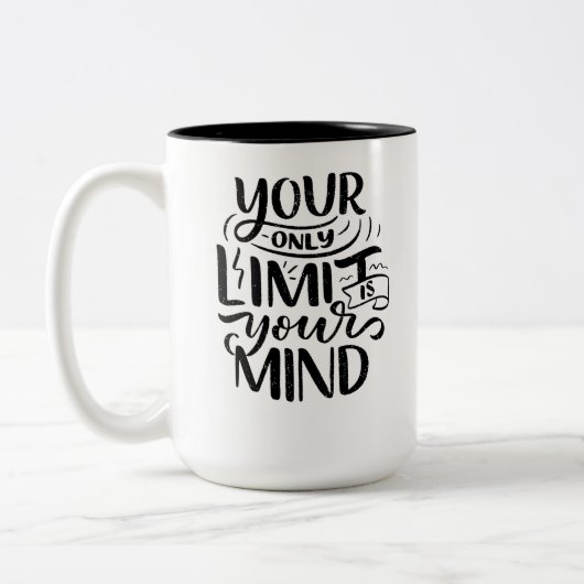 Positief Vibes - Your Only Limit is Your Mind Tweekleurige Koffiemok (Links)