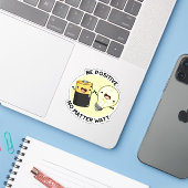 Positief zijn, geen probleem Watt Funny Science Pu Sticker (Laptop met iPhone)