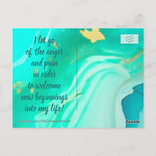 Positieve Affirmatie: Loslaten van Pijn en Woede Briefkaart (Achterkant)
