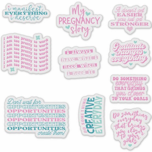 Positieve affirmatie Spiegel Set van Sticker (Voorkant)