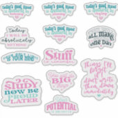 Positieve affirmatie spiegel trendy pakket van sticker (Voorkant)